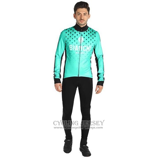 2019 Cycling Jersey Bianchi Milano Ft Blue Black Long Sleeve And Bib Tight